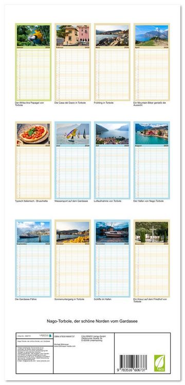 Produktbild: Familienplaner 2026 - Nago-Torbole, der sch&ouml;ne Norden vom Gardasee mit 5 Spalten (Wandkalender, 21 x 45 cm) CALVENDO
