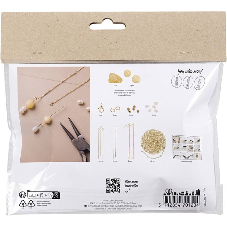 Produktbild: Creativ Company DIY Sets Beads Mini Kreativ Set Schmuck, Halskette und Ohrringe aus Honigkalzit, Kreativ Box