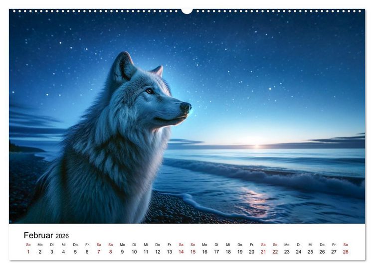 Produktbild: Kanadische K&uuml;stenw&ouml;lfe (hochwertiger Premium Wandkalender 2026 DIN A2 quer), Kunstdruck in Hochglanz