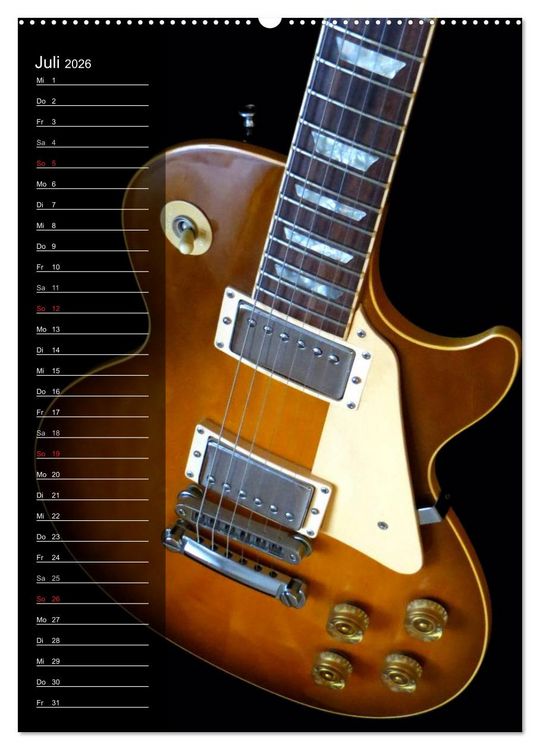 Produktbild: ROCKGITARREN in Szene gesetzt / Geburtstagskalender (hochwertiger Premium Wandkalender 2026 DIN A2 hoch), Kunstdruck in Hochglanz