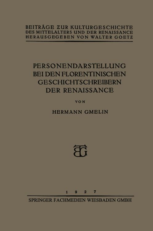 Produktbild: Personendarstellung bei den Florentinischen Geschichtschreibern der Renaissance
