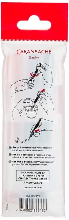 Produktbild: Caran d'Ache Pinsel mit Wasser-Reservoir 3er Set