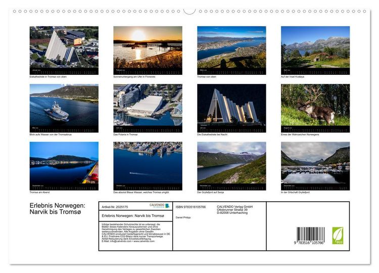 Produktbild: Erlebnis Norwegen: Narvik bis Troms&oslash; (hochwertiger Premium Wandkalender 2026 DIN A2 quer), Kunstdruck in Hochglanz