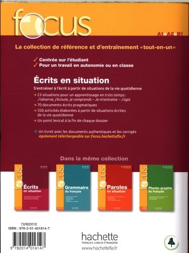 Produktbild: Ecrits en situation - Livre & corriges (A1-B1)