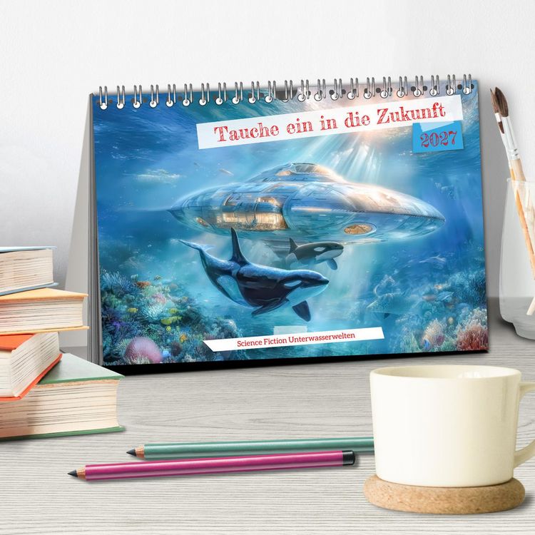 Produktbild: Tauche ein in die Zukunft - Science Fiction Unterwasserwelten (Tischkalender 2027 DIN A5 quer), CALVENDO Monatskalender