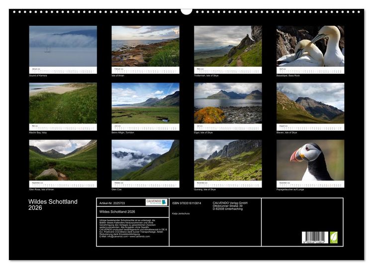 Produktbild: Wildes Schottland 2026 (Wandkalender 2026 DIN A2 quer), CALVENDO Monatskalender