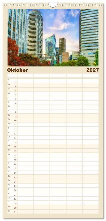 Produktbild: Familienplaner 2027 - Tokio - Tradition und Moderne mit 5 Spalten (Wandkalender, 21 x 45 cm) CALVENDO