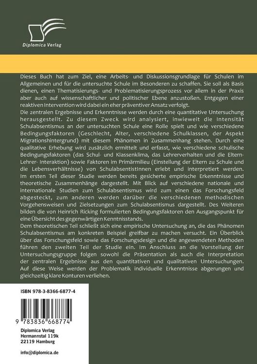 Produktbild: Schulabsentismus - Anl&auml;sse, Bedingungen, Hintergr&uuml;nde