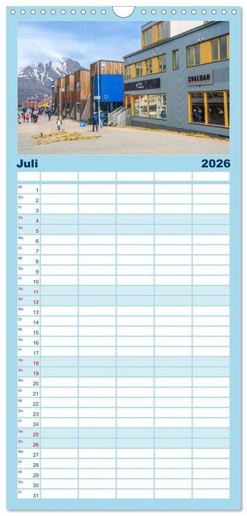 Produktbild: Familienplaner 2026 - Spitzbergen im Sommer mit 5 Spalten (Wandkalender, 21 x 45 cm) CALVENDO