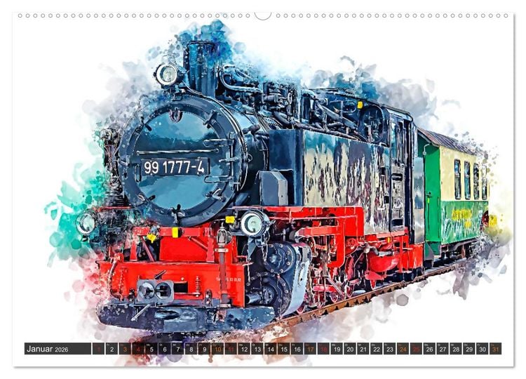 Produktbild: Beeindruckende Dampflokomotiven (Wandkalender 2026 DIN A2 quer), CALVENDO Monatskalender