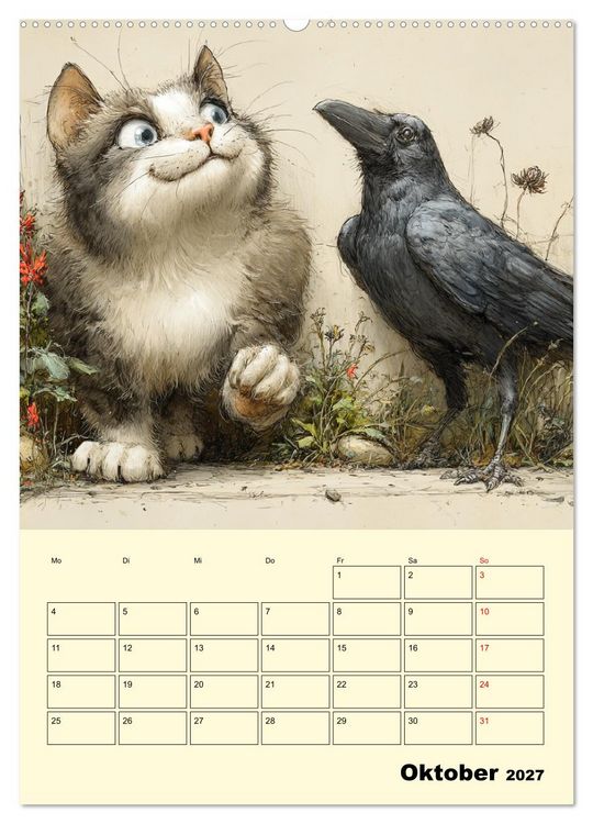 Produktbild: Schr&auml;ge Charaktere. Eigenwillige Katzen-Cartoons (hochwertiger Premium Wandkalender 2027 DIN A2 hoch), Kunstdruck in Hochglanz