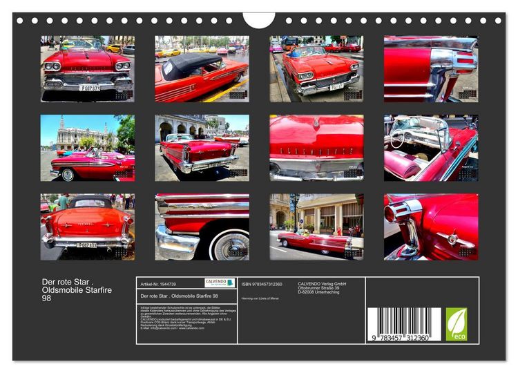 Produktbild: Der rote Star . Oldsmobile Starfire 98 (Wandkalender 2026 DIN A4 quer), CALVENDO Monatskalender