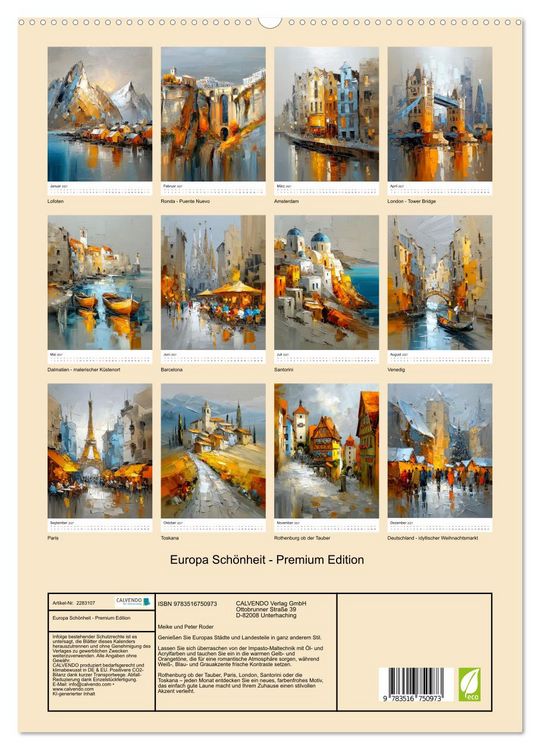 Produktbild: Europa Sch&ouml;nheit - Premium Edition (hochwertiger Premium Wandkalender 2027 DIN A2 hoch), Kunstdruck in Hochglanz