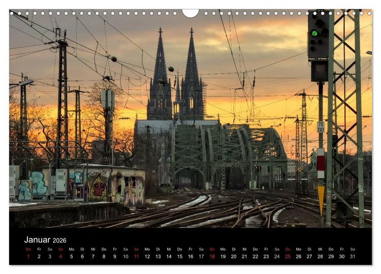 Produktbild: K&ouml;ln bei Nacht - dunkelbunte Stadt (Wandkalender 2026 DIN A3 quer), CALVENDO Monatskalender