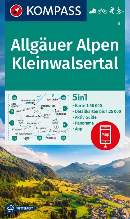 Produktbild: KOMPASS Wanderkarte 3 Allg&auml;uer Alpen, Kleinwalsertal 1:50.000