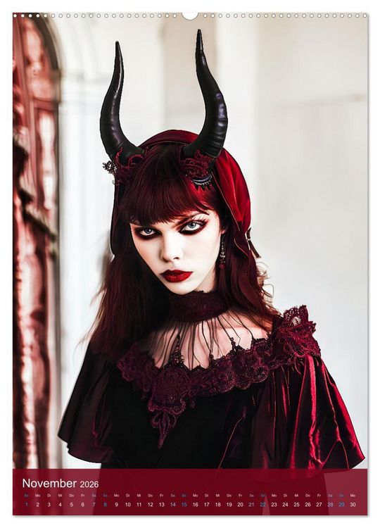 Produktbild: Teuflische Gothics - Gothic, Girls und Hörner (Wandkalender 2026 DIN A2 hoch), CALVENDO Monatskalender
