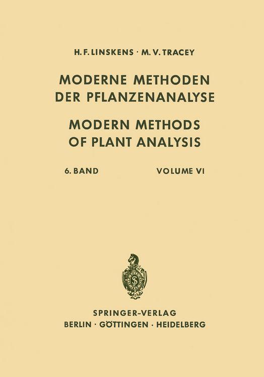 Produktbild: Modern Methods of Plant Analysis / Moderne Methoden der Pflanzenanalyse