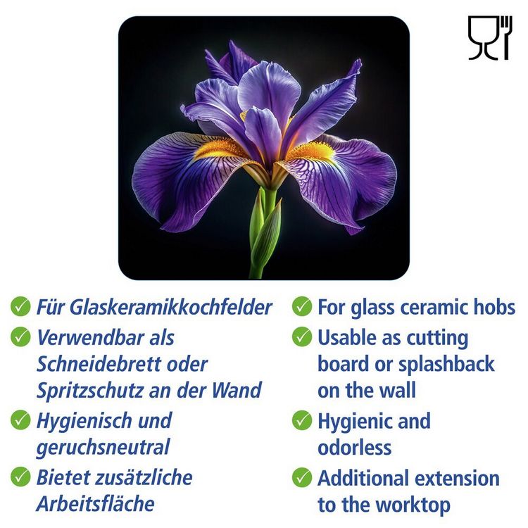 Produktbild: Multi-Platte Mod. Iris, Abdeckung, Spritzschutz und Schneidebrett