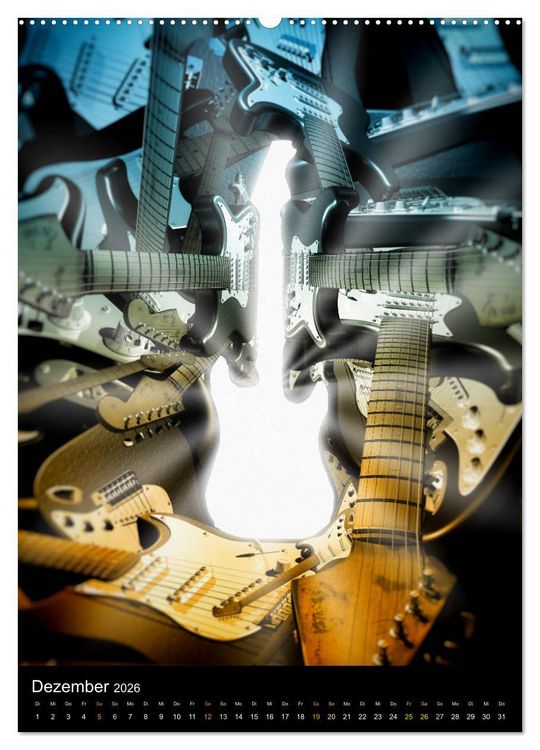 Produktbild: VIRTUAL MUSIC - Musikinstrumente in Hyperrealistischen Illustrationen (Wandkalender 2026 DIN A2 hoch), CALVENDO Monatskalender