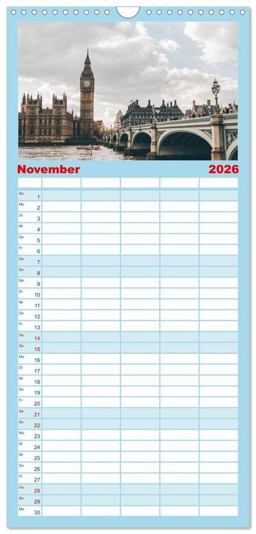 Produktbild: Familienplaner 2026 - London - Die faszinierende Hauptstadt Englands. mit 5 Spalten (Wandkalender, 21 x 45 cm) CALVENDO