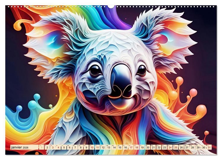Produktbild: Les fractales animales (Calendrier mural 2026 DIN A2 vertical) calendrier de bureau