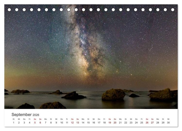 Produktbild: Nachthimmel - Unfassbare Fotografien der Sterne. (Tischkalender 2026 DIN A5 quer), CALVENDO Monatskalender