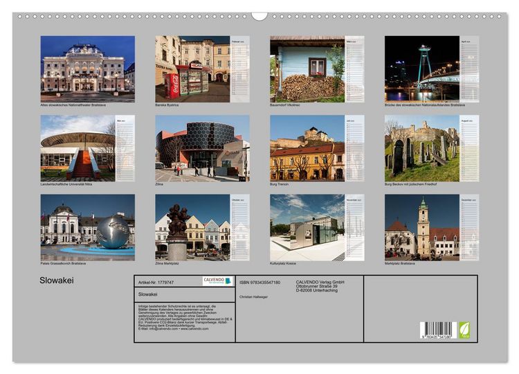 Produktbild: Slowakei (Wandkalender 2025 DIN A2 quer), CALVENDO Monatskalender