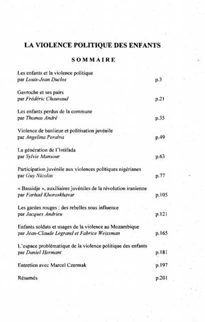 Produktbild: La violence politique des enfants