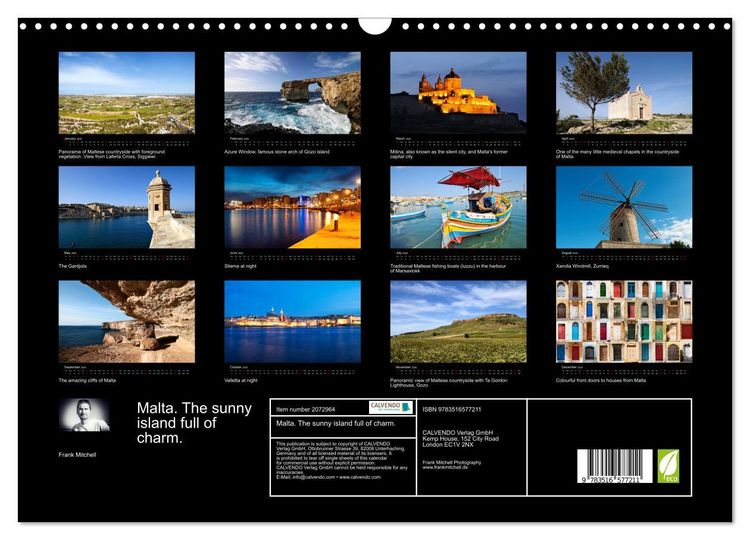 Produktbild: Malta. The sunny island full of charm. (Wall Calendar 2026 DIN A3 landscape), CALVENDO 12 Month Wall Calendar