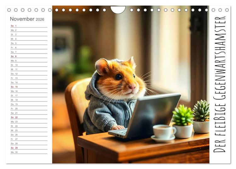 Produktbild: History Hamster - Die Geschichte der Welt in 12 Nagerbildern (Wandkalender 2026 DIN A4 quer), CALVENDO Monatskalender
