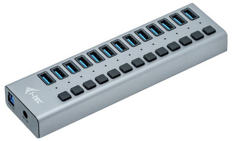 Produktbild: i-tec U3CHARGEHUB13 USB-Hub 13 Port USB-A USB 3.0 5 GBit/s Grau I-TEC USB 3.0 Charging HUB 13 Port