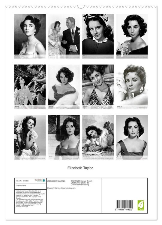 Produktbild: Elizabeth Taylor (hochwertiger Premium Wandkalender 2026 DIN A2 hoch), Kunstdruck in Hochglanz