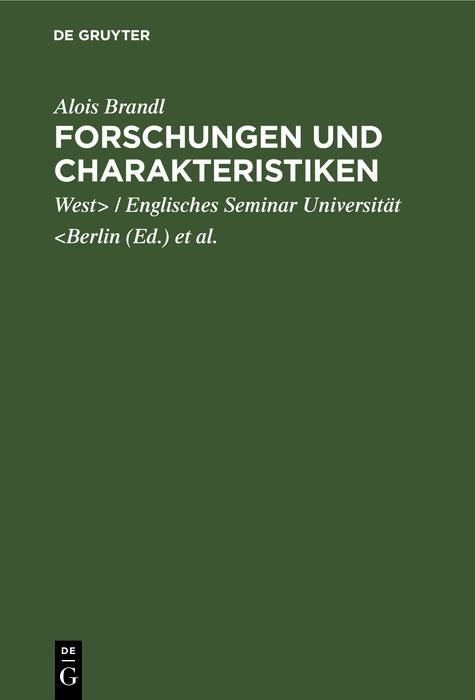 Produktbild: Forschungen und Charakteristiken