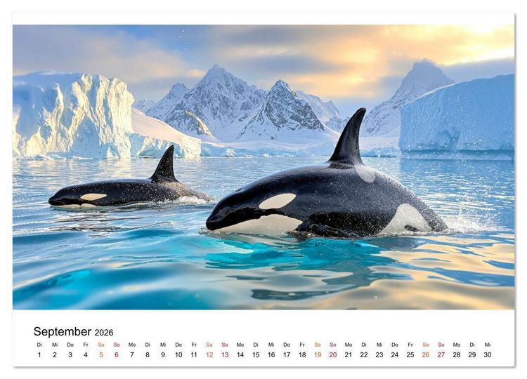 Produktbild: Orcas - ein Jahr voller Meer (Wandkalender 2026 DIN A2 quer), CALVENDO Monatskalender