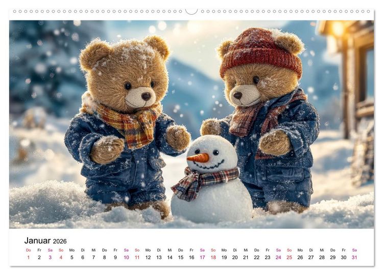 Produktbild: Teddys Welt - B&auml;renstark durchs Jahr (hochwertiger Premium Wandkalender 2026 DIN A2 quer), Kunstdruck in Hochglanz