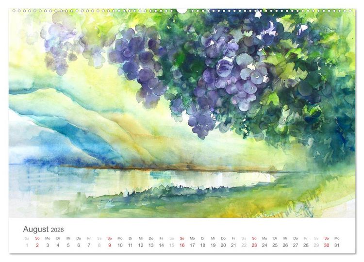 Produktbild: Faszination Aquarell - Eckard Funck (hochwertiger Premium Wandkalender 2026 DIN A2 quer), Kunstdruck in Hochglanz