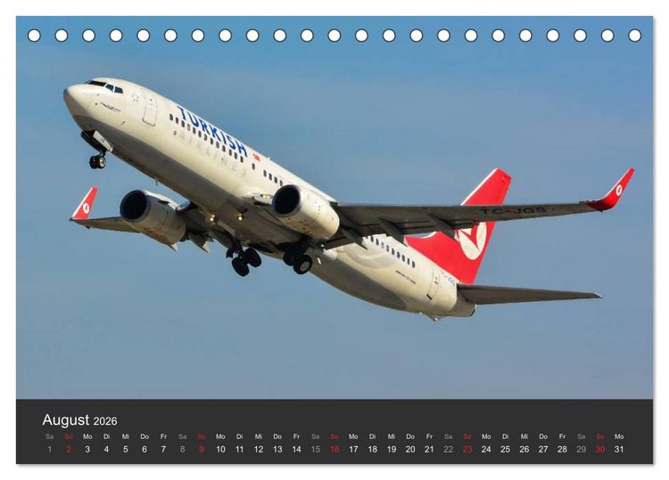 Produktbild: Verkehrsflugzeuge (Tischkalender 2026 DIN A5 quer), CALVENDO Monatskalender