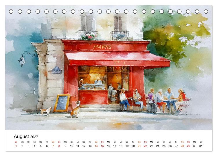 Produktbild: Paris in sanften Farben (Tischkalender 2027 DIN A5 quer), CALVENDO Monatskalender