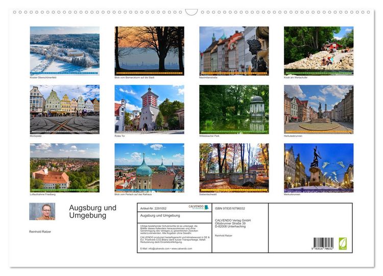 Produktbild: Augsburg und Umgebung (Wandkalender 2027 DIN A2 quer), CALVENDO Monatskalender