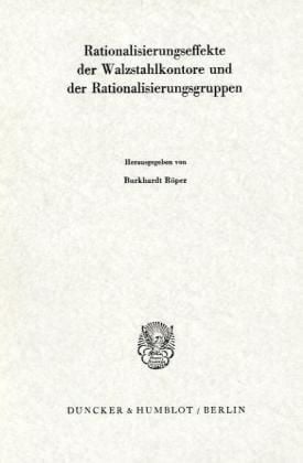 Produktbild: Rationalisierungseffekte der Walzstahlkontore und der Rationalisierungsgruppen.