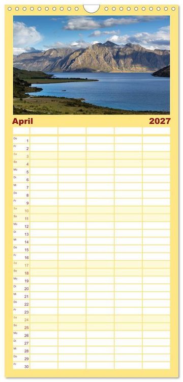 Produktbild: Familienplaner 2027 - Neuseeland - ein Naturparadies mit 5 Spalten (Wandkalender, 21 x 45 cm) CALVENDO