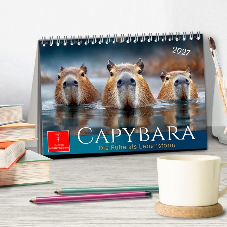 Produktbild: Capybara - die Ruhe als Lebensform (Tischkalender 2027 DIN A5 quer), CALVENDO Monatskalender
