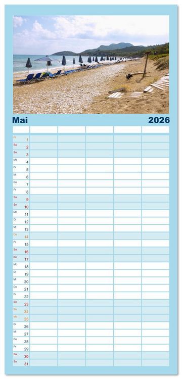 Produktbild: Familienplaner 2026 - Samos. Griechische Inselsch&ouml;nheit mit 5 Spalten (Wandkalender, 21 x 45 cm) CALVENDO