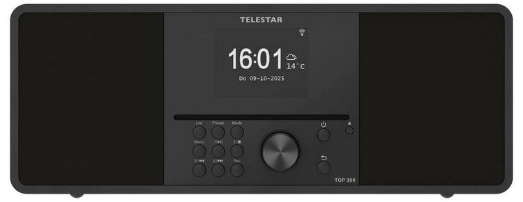 Produktbild: Telestar TOP 300 Schwarz Internet CD-Radio Internet, DAB+, UKW USB, WLAN, Internetradio, DAB+, CD, Bluetooth&reg;, AUX Inkl. Fernbedienung Schwarz