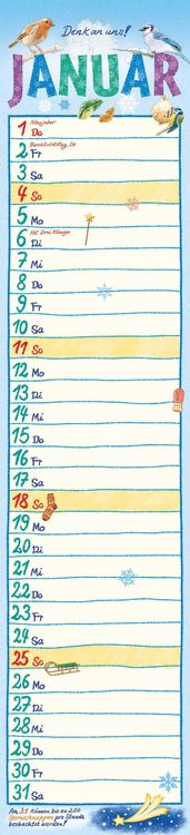 Streifenplaner SCHWARZ 2026 - Praktischer Wandkalender Für Küche & Büro