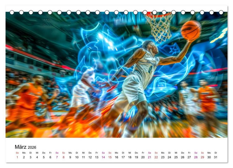 Produktbild: Basketball Erlebnisse (Tischkalender 2026 DIN A5 quer), CALVENDO Monatskalender