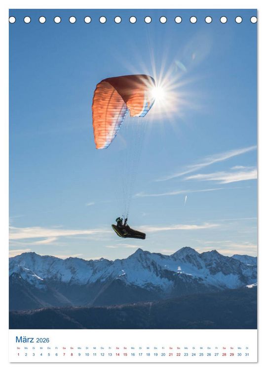 Produktbild: Paragliding - von gr&uuml;nen Wiesen zu schroffen Gletschen (Tischkalender 2026 DIN A5 hoch), CALVENDO Monatskalender