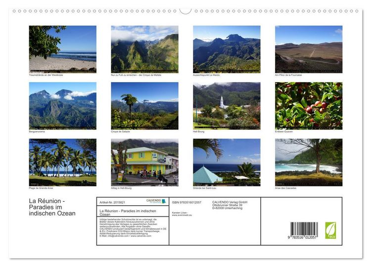 Produktbild: La R&eacute;union - Paradies im indischen Ozean (hochwertiger Premium Wandkalender 2026 DIN A2 quer), Kunstdruck in Hochglanz