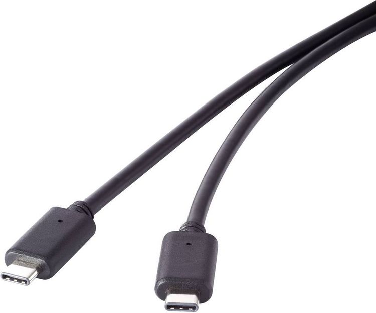 Produktbild: Renkforce USB-Kabel USB 3.2 Gen2x2 USB-C&reg; Stecker, USB-C&reg; Stecker 1.50 m Schwarz vergoldete Steckkontakte RF-4381074