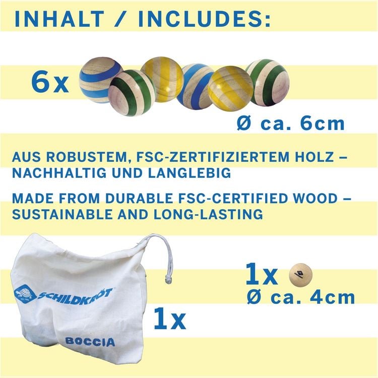 Produktbild: Schildkr&ouml;t 970007 - Holz Boccia Set, 7-teilig, mit Aufbewahrungsbeutel